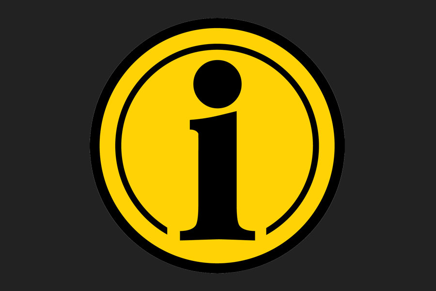 Circular yellow information icon with a bold lowercase letter i in the center.