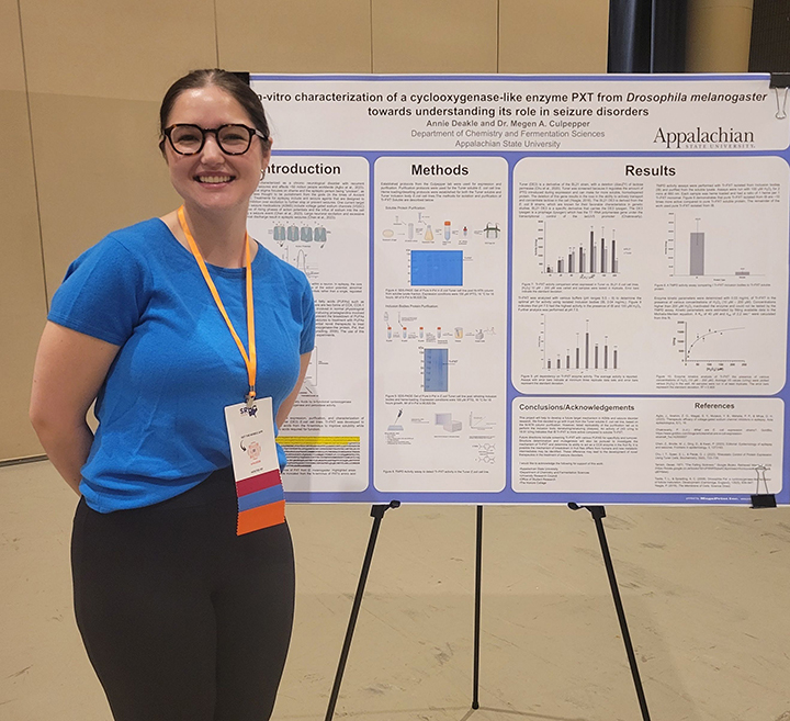 Photo of Annie Deakle at SRHC with poster presentation