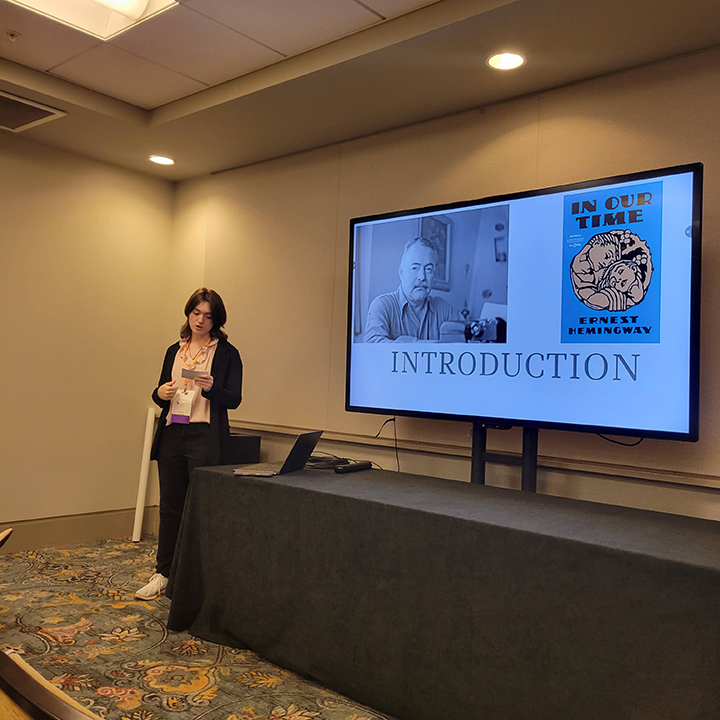 Photo of Katelyn Tijerina at SRHC giving presentation