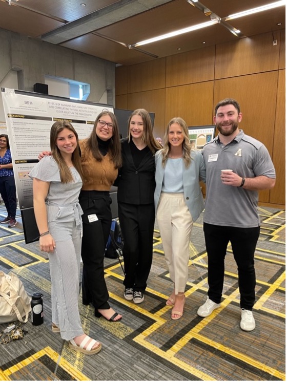 Featured from left to right:  Breanna Gibson, Natalie Thulien, Olivia Chapman, Lizzie Muscarello, and Brandon Ellis at App State&rsquo;s Annual Celebration of Student Research and Creative Endeavors in 2023. Photo Submitted.