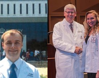 Carson Keller (2013) (photo left) Danielle Russell (2015) (photo right) are shown here in their proudly earned white coats.