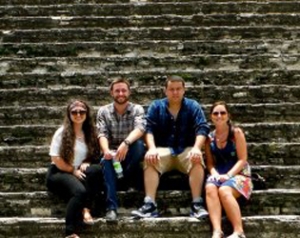 Shown here, Savannah Ray, Alex Prevatte, DJ Willett, and Maddison Staszkiewicz are at the Cholula pyramid in Puebla, Mexico.