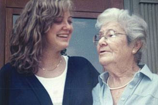 Whitney Hunter with her grandmother,&nbsp;Gladys Collins Hunter, in July 1991.
