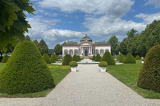 Melk Monastery gardens on sunny day on May 27, 2025.