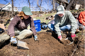 Avery Martin (right) doing archaeological dig in Boone’s historic Junaluska neighborhood Spring Break 2026.