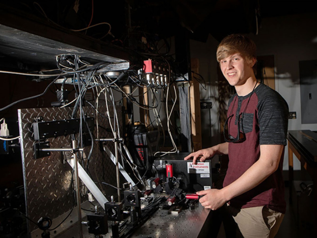 A student conducting physics research at Appalachian State University in Boone, North Carolina. 