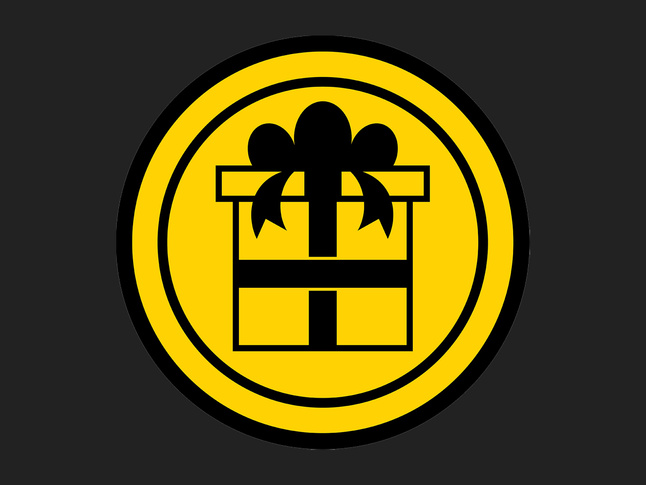 yellow gift icon on dark background